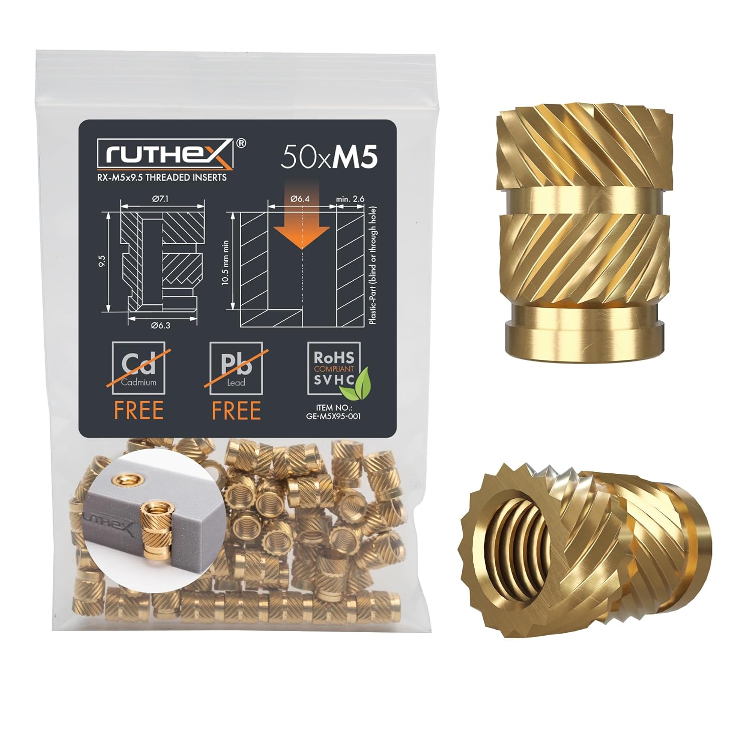 Ruthex M5 heat insert