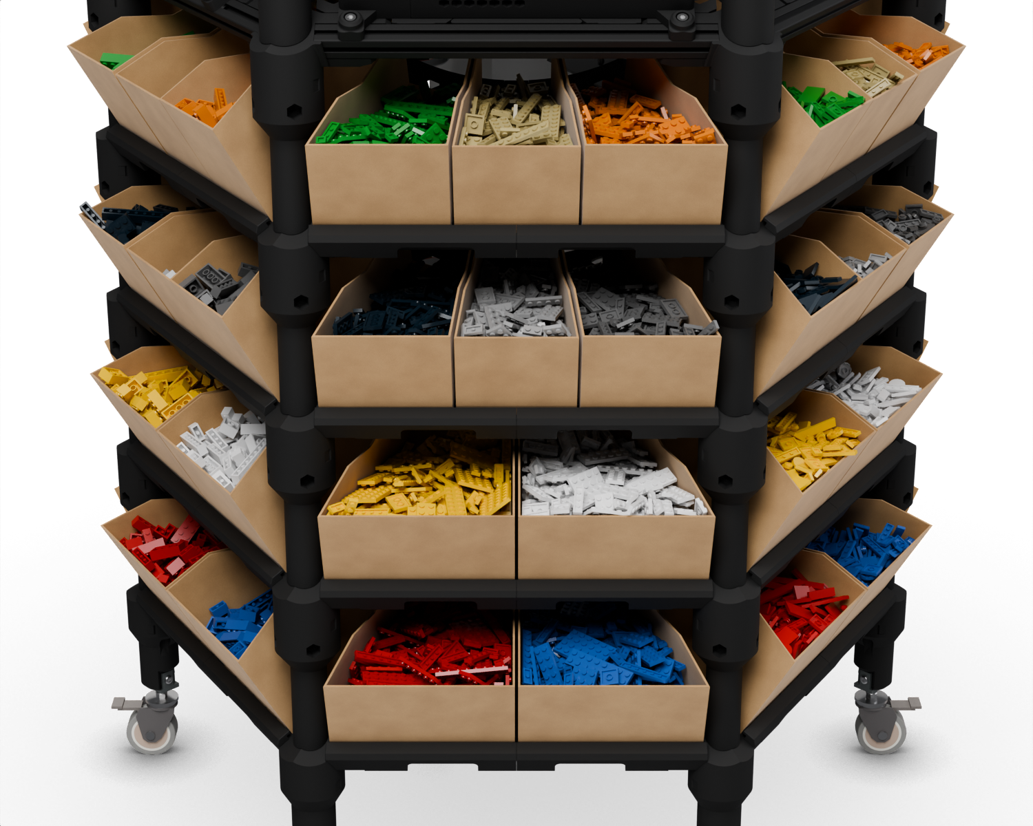 Render of the rings of bins