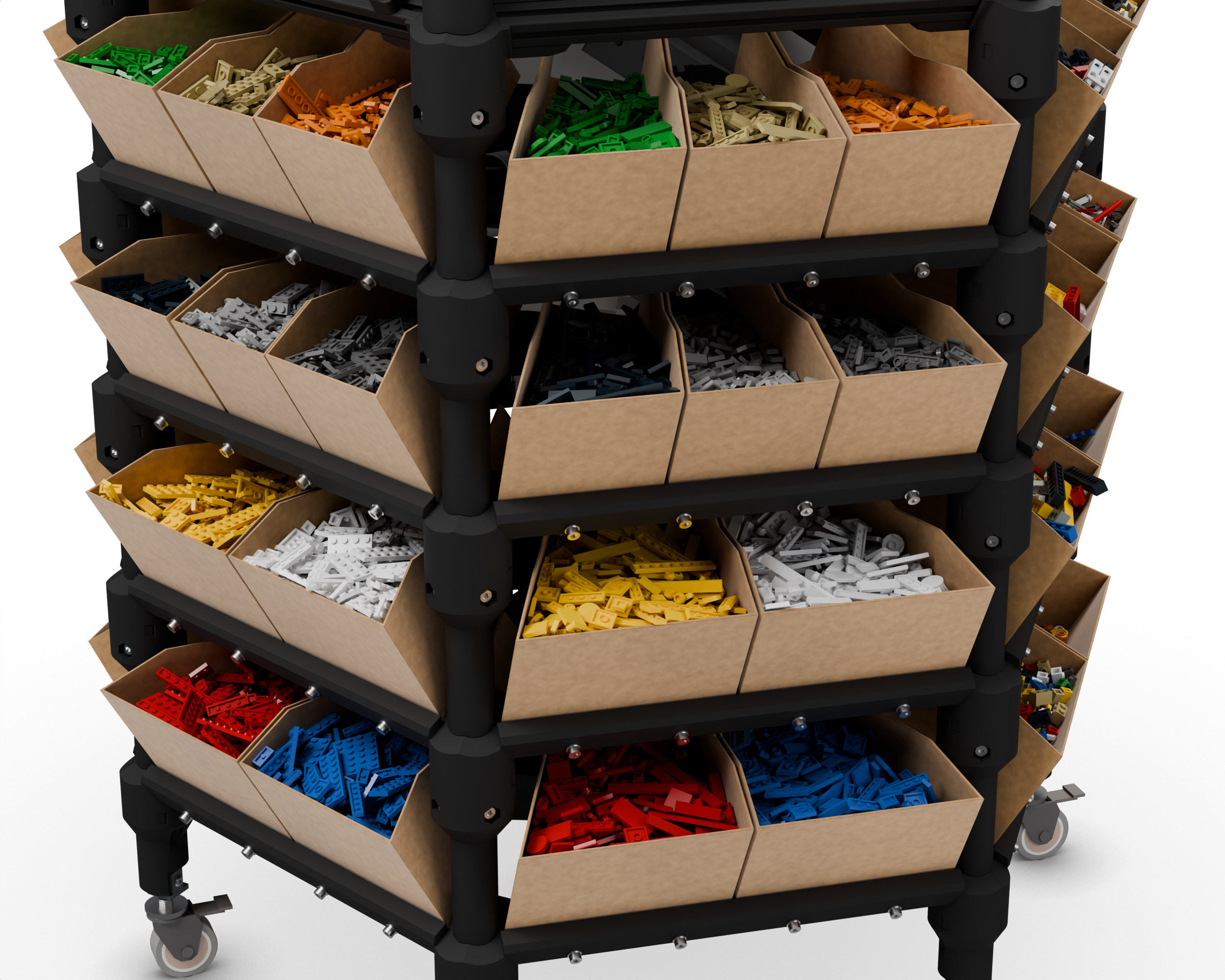 The Sorter’s bins in stacked rings around the chute