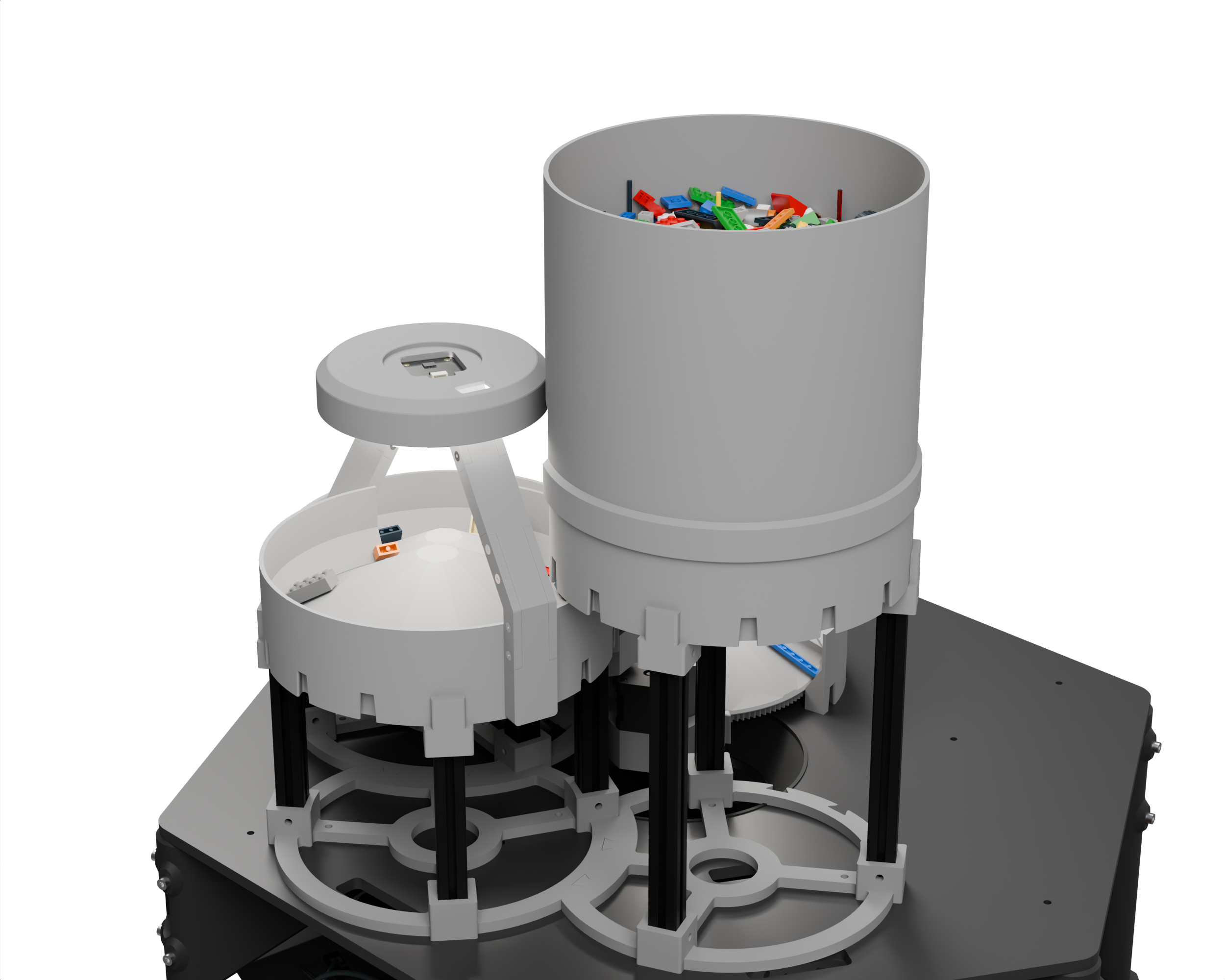The bulk bucket over the rotary feeders