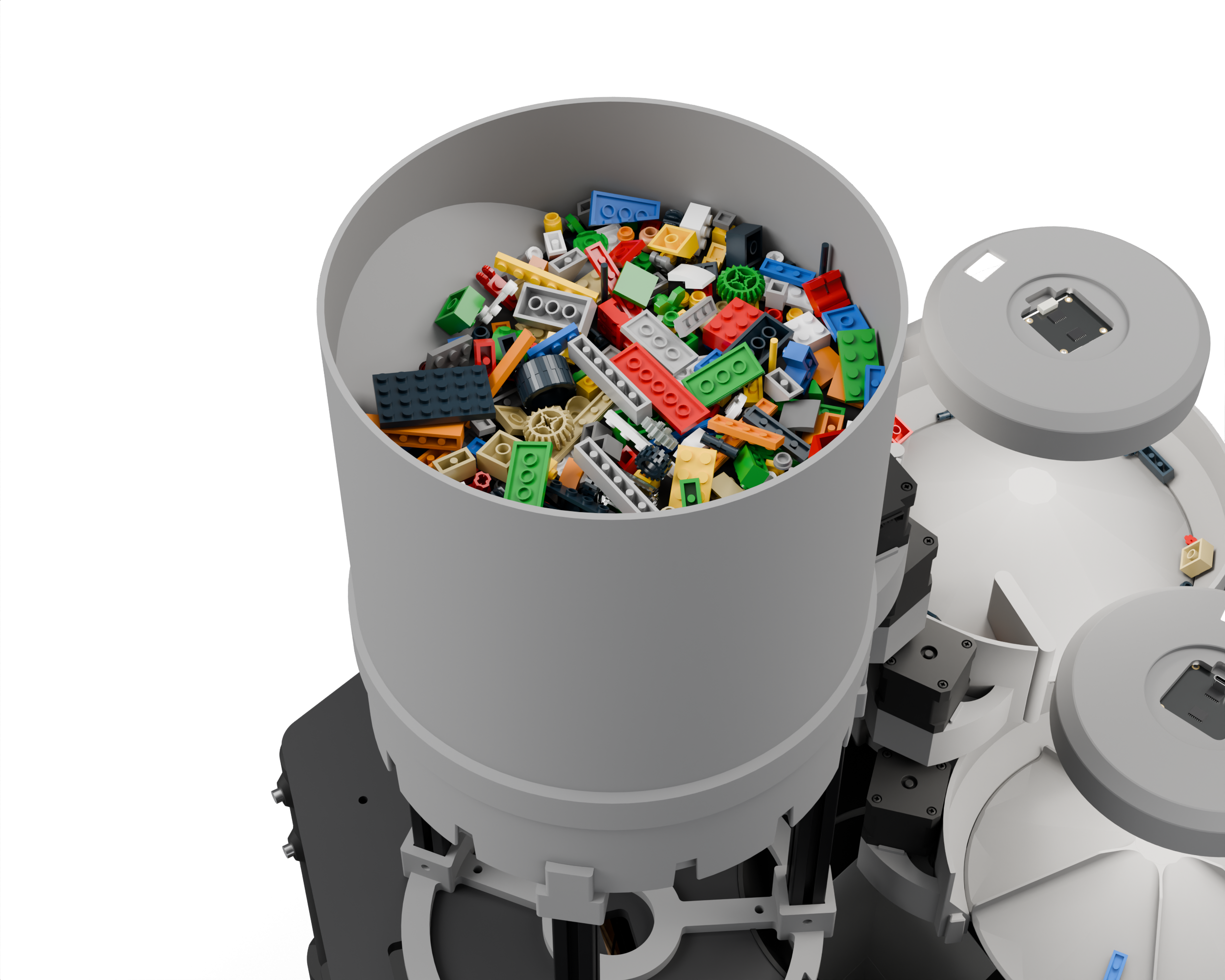 The bucket at the top, full of mixed LEGO pieces