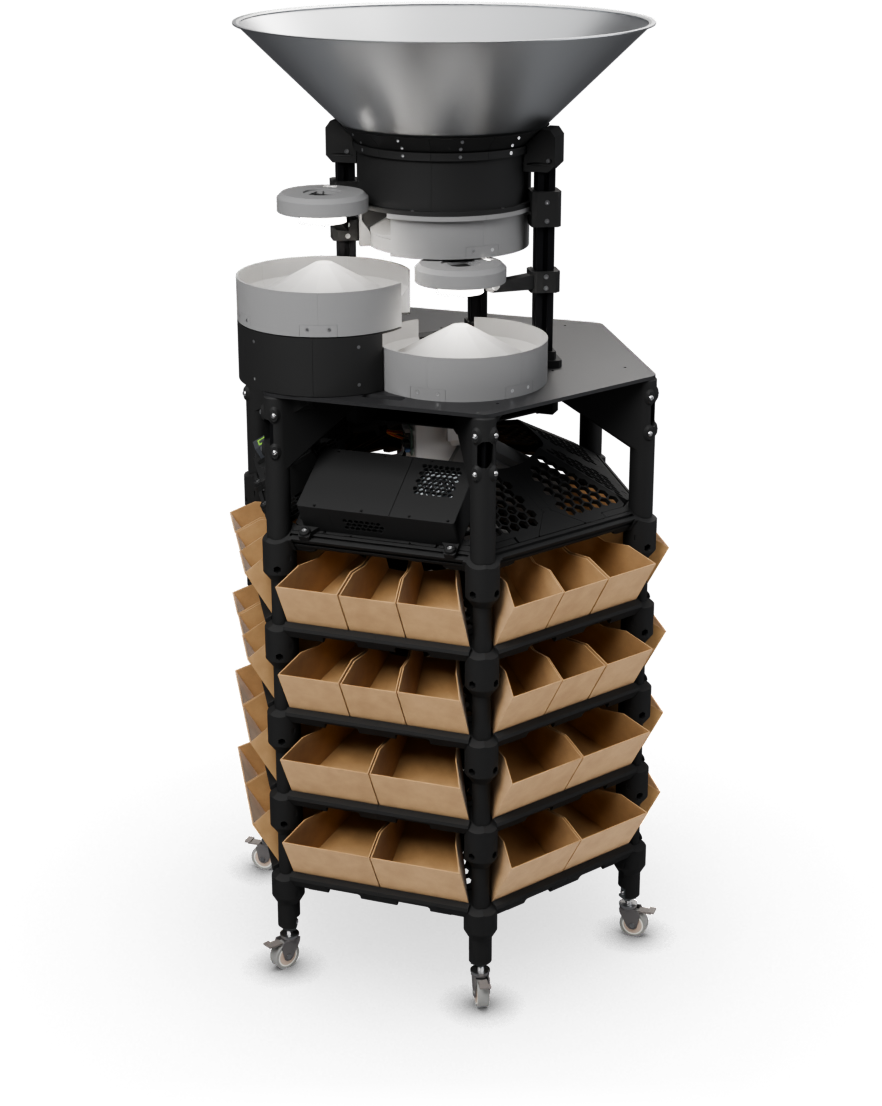Render of the Sorter, empty, on the photo stage