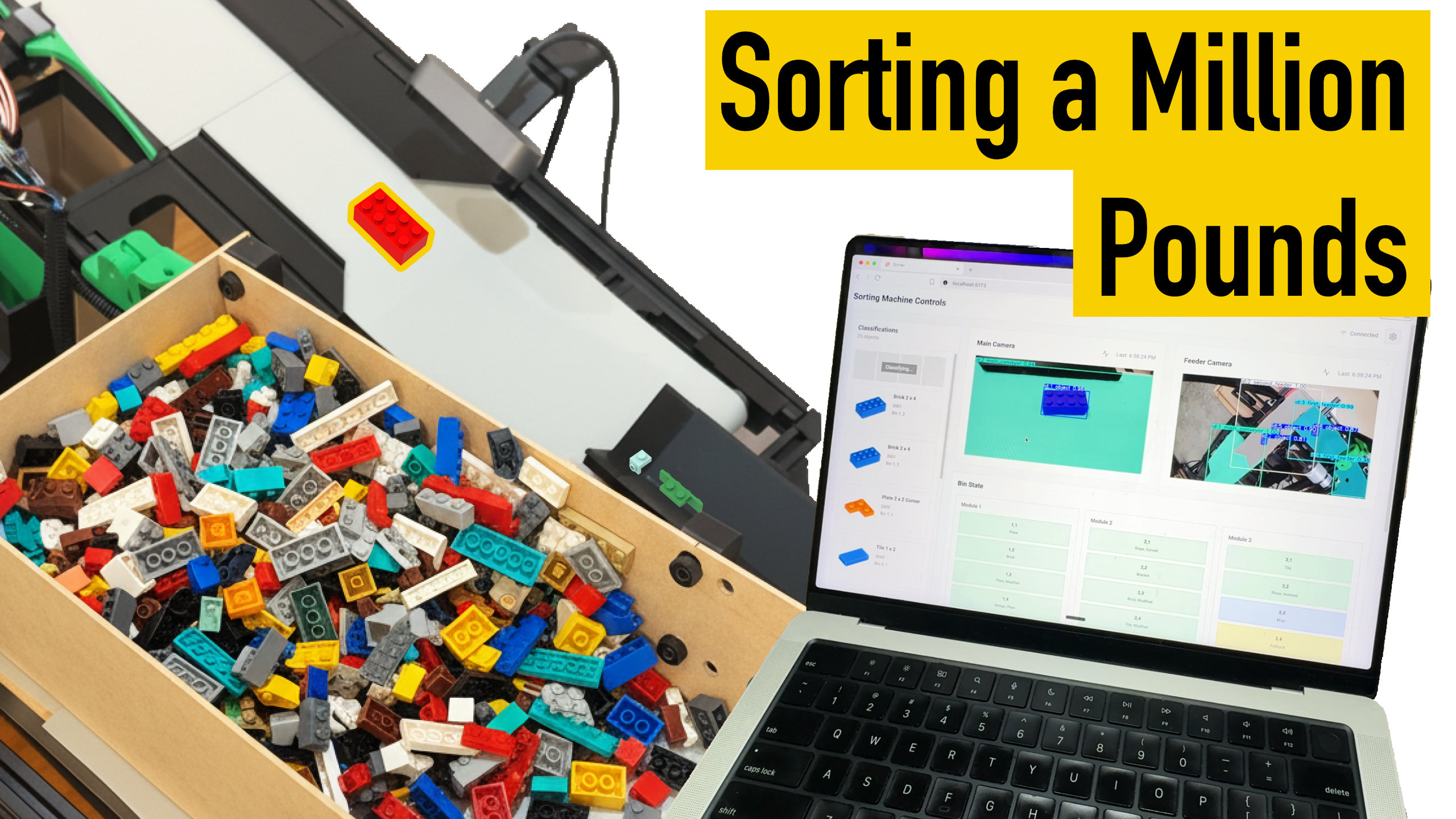 A machine to sort a million pounds of LEGO